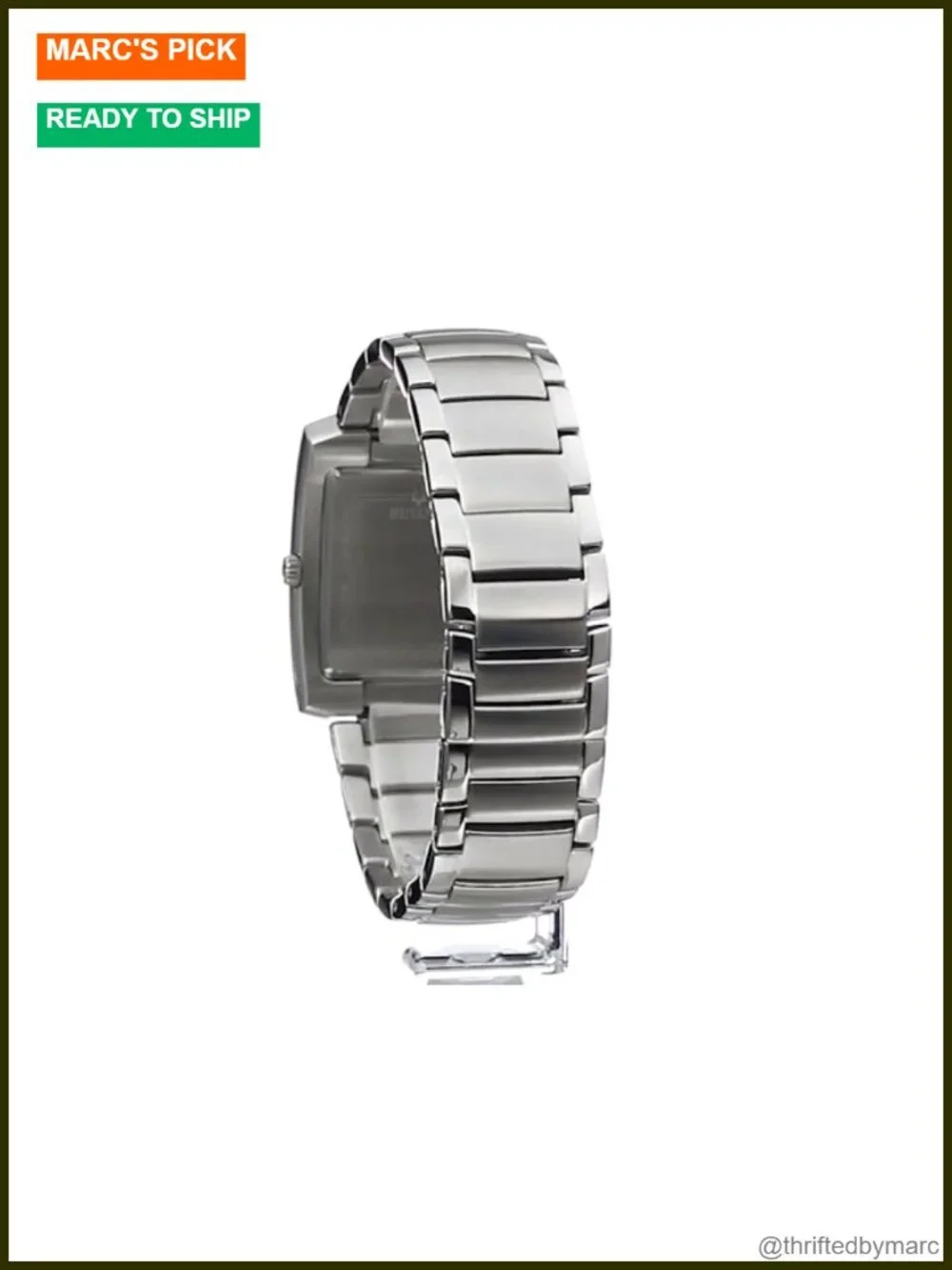 Classic Rectangle 2-Hand Quartz Watch, Silver-Tone Stainless Steel Bracelet